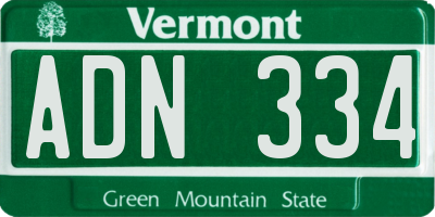 VT license plate ADN334