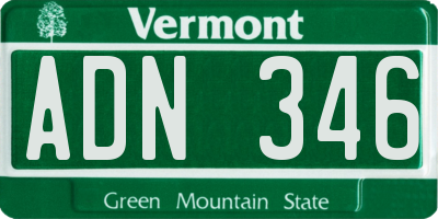 VT license plate ADN346