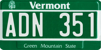 VT license plate ADN351