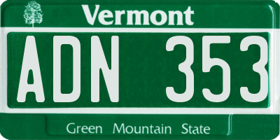 VT license plate ADN353