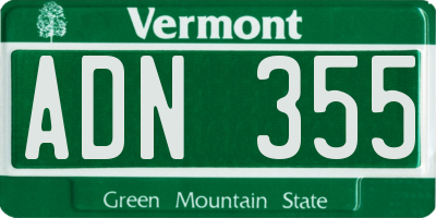 VT license plate ADN355