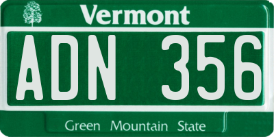 VT license plate ADN356
