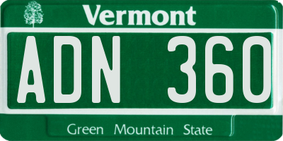 VT license plate ADN360