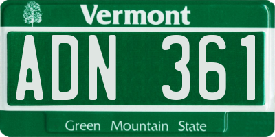 VT license plate ADN361
