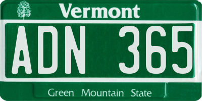 VT license plate ADN365