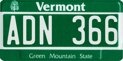 VT license plate ADN366