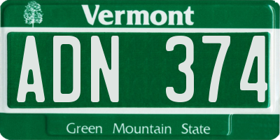 VT license plate ADN374