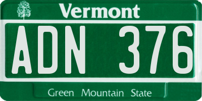 VT license plate ADN376