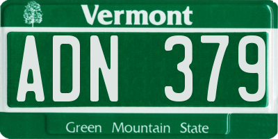 VT license plate ADN379