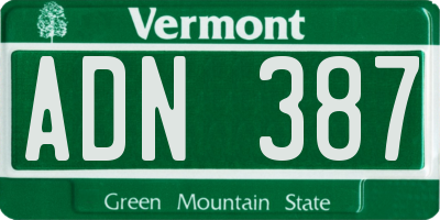 VT license plate ADN387