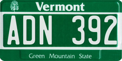 VT license plate ADN392
