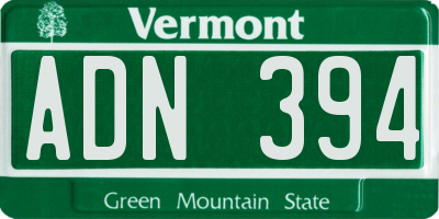 VT license plate ADN394