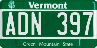 VT license plate ADN397