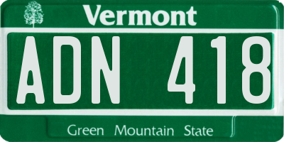 VT license plate ADN418