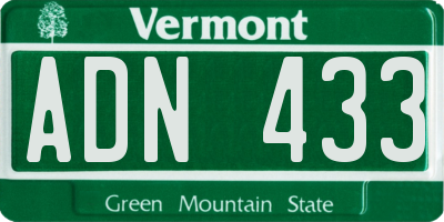 VT license plate ADN433