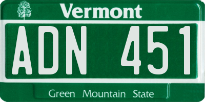 VT license plate ADN451