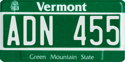 VT license plate ADN455
