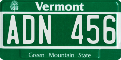 VT license plate ADN456