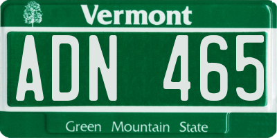 VT license plate ADN465