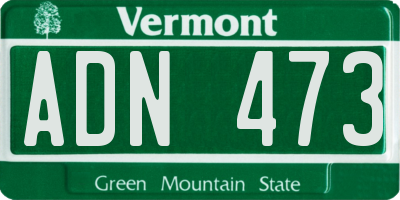 VT license plate ADN473