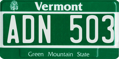 VT license plate ADN503