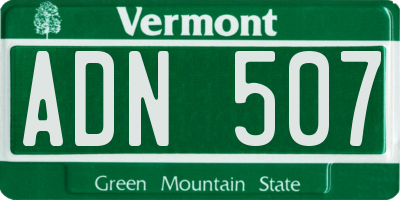 VT license plate ADN507