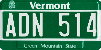 VT license plate ADN514