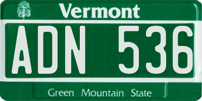 VT license plate ADN536