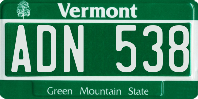 VT license plate ADN538