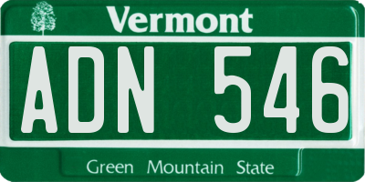 VT license plate ADN546