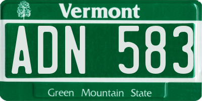 VT license plate ADN583