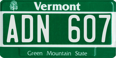VT license plate ADN607