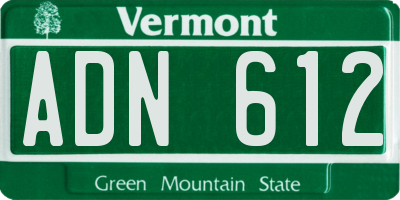 VT license plate ADN612