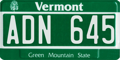 VT license plate ADN645
