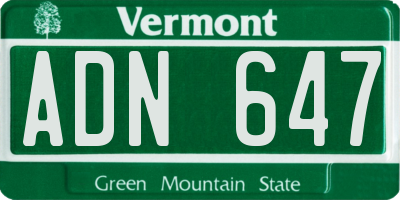 VT license plate ADN647