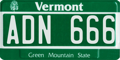 VT license plate ADN666