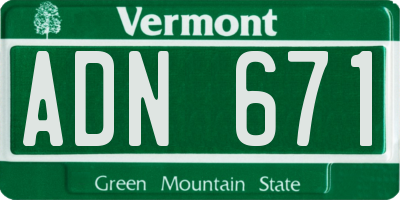 VT license plate ADN671