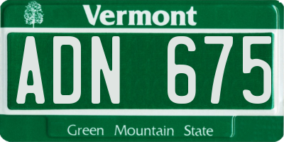 VT license plate ADN675