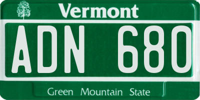 VT license plate ADN680