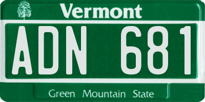 VT license plate ADN681