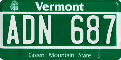VT license plate ADN687