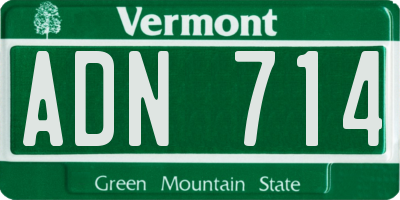 VT license plate ADN714