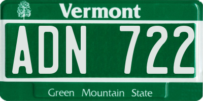 VT license plate ADN722