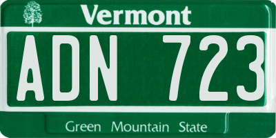 VT license plate ADN723