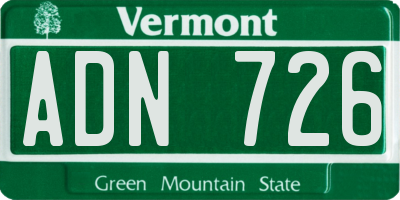VT license plate ADN726