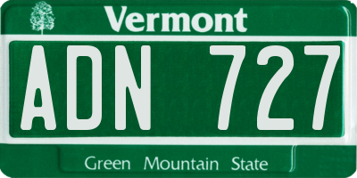 VT license plate ADN727