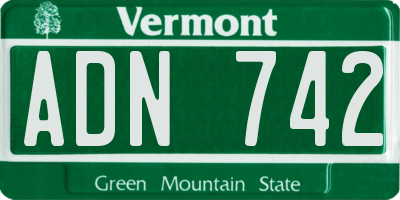 VT license plate ADN742