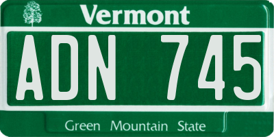 VT license plate ADN745