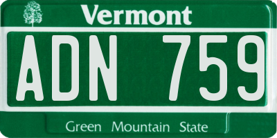 VT license plate ADN759