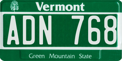 VT license plate ADN768